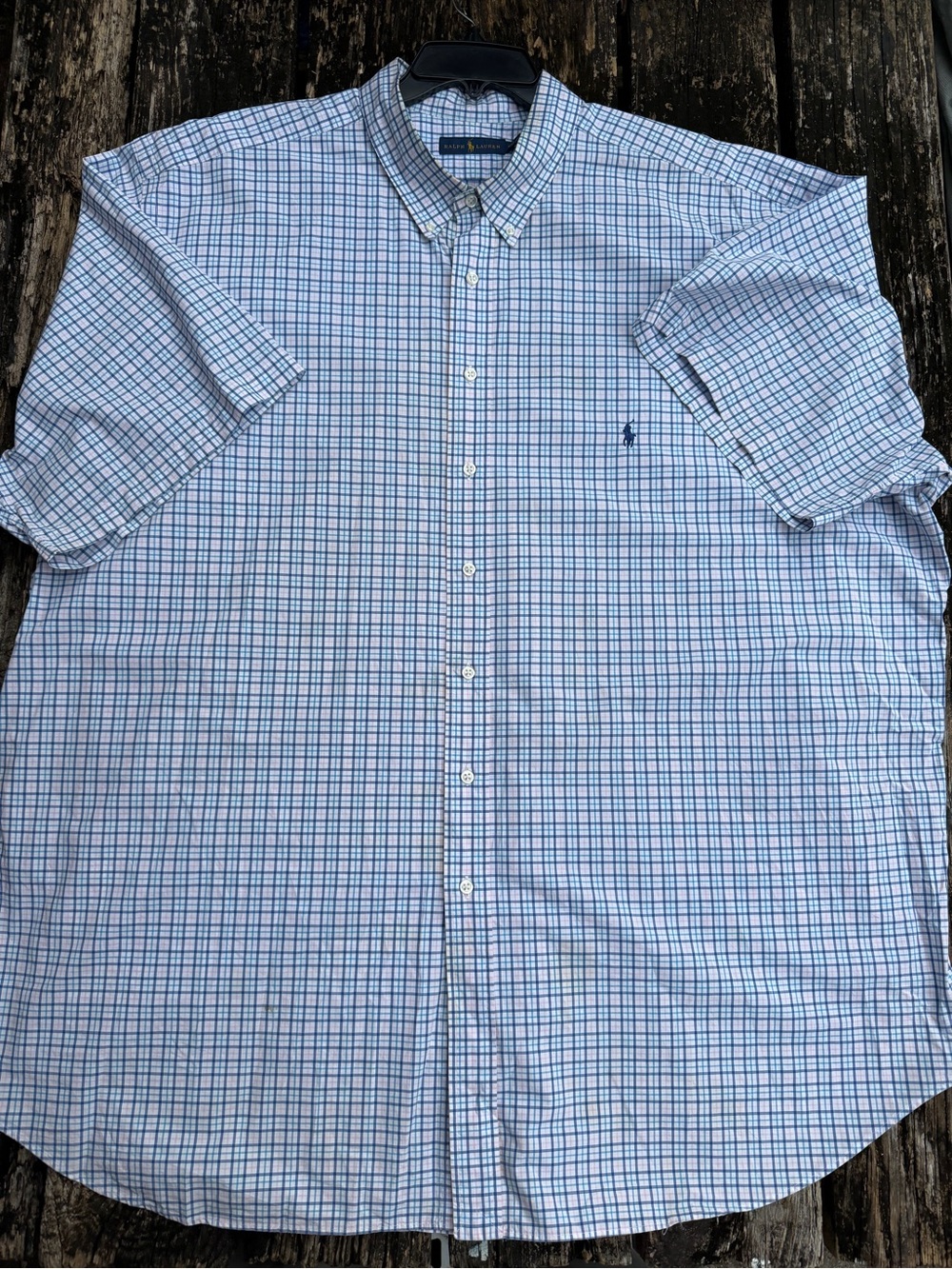 Polo Ralph Lauren 4XLT White/Blue/Pink Plaid Short-Sleeve Button-Down Shirt P7 - Picture 3 of 7